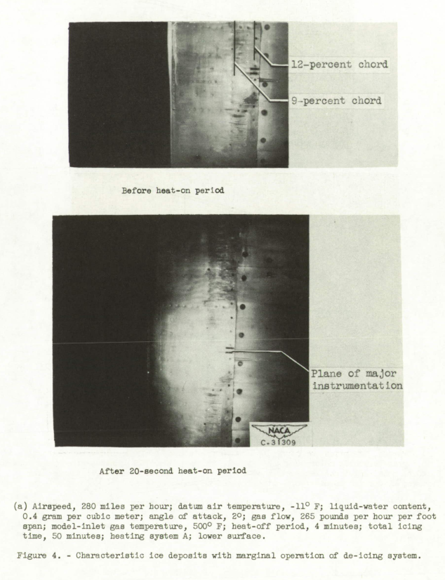 Figure 4. Characteristic ice deposits with marginal operation of de-icing system.